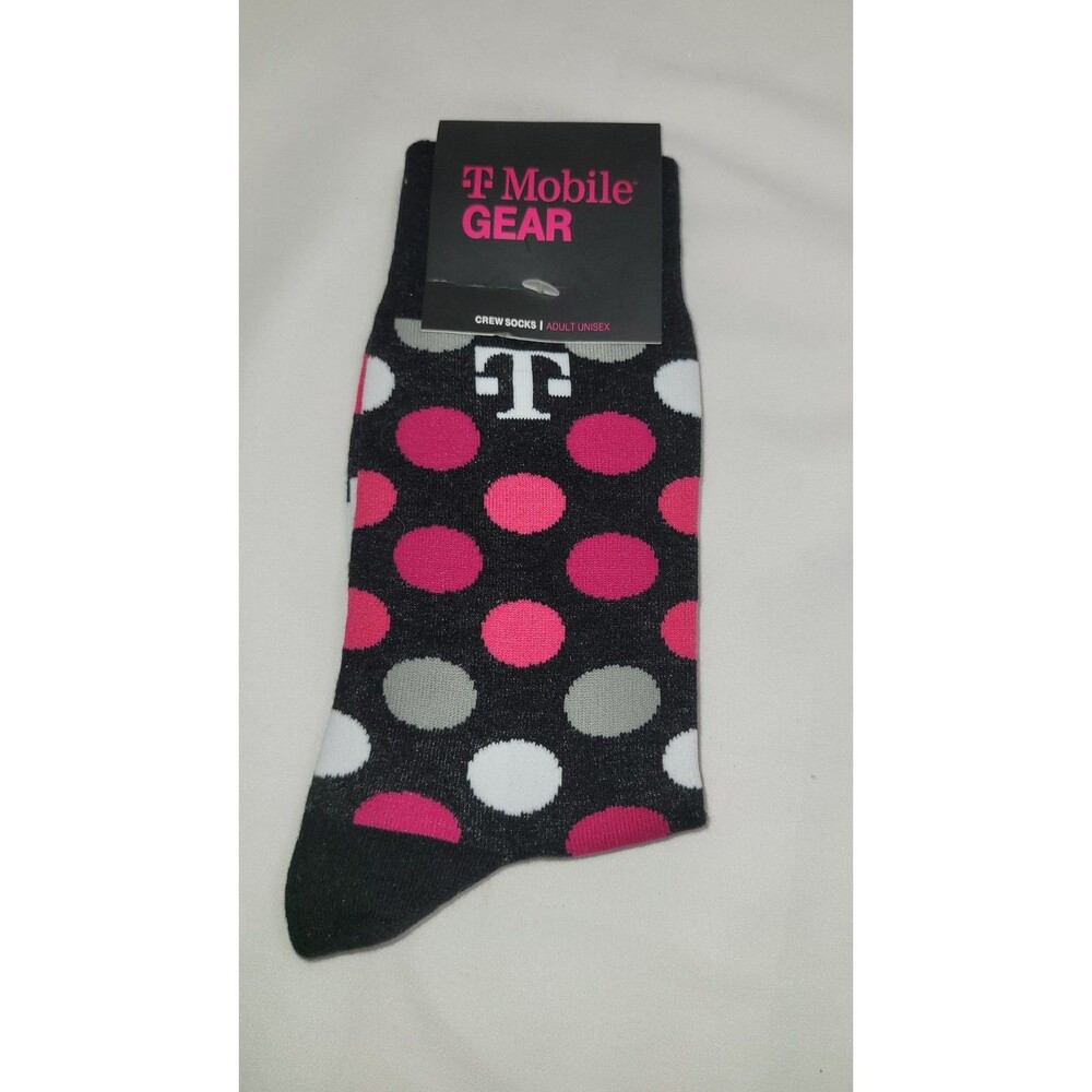 T-Mobile Crew Polka Dots Socks Black Multi-Color Unisex New